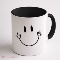 Funny Smiley Middle Finger Smile Face Coffee Mug thumb 1