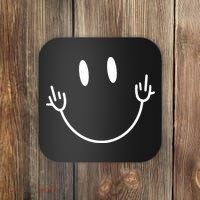 Funny Smiley Middle Finger Smile Face Coaster thumb 0