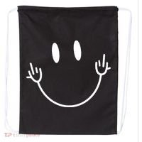 Funny Smiley Middle Finger Smile Face Drawstring Bag thumb 0