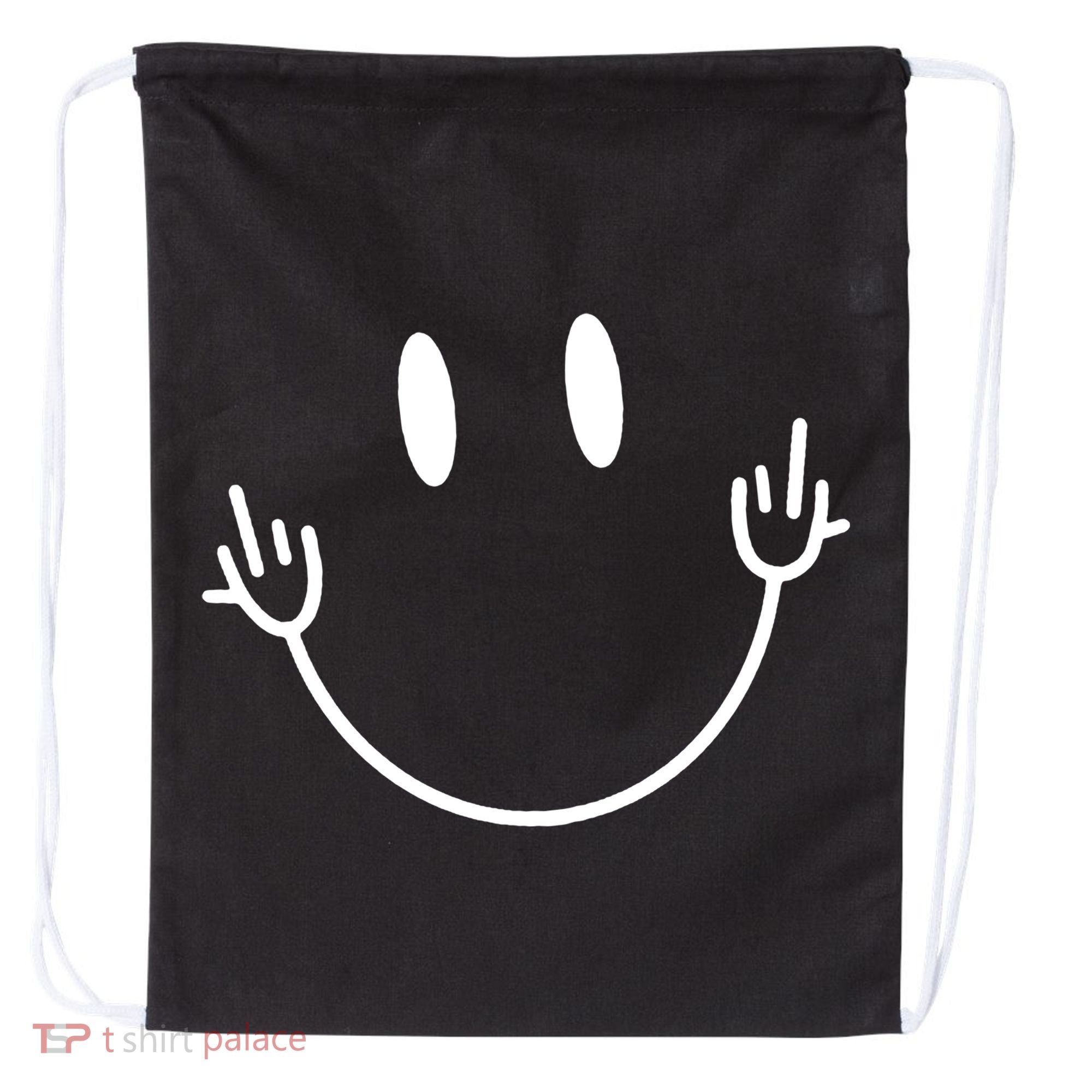 Funny Smiley Middle Finger Smile Face Drawstring Bag