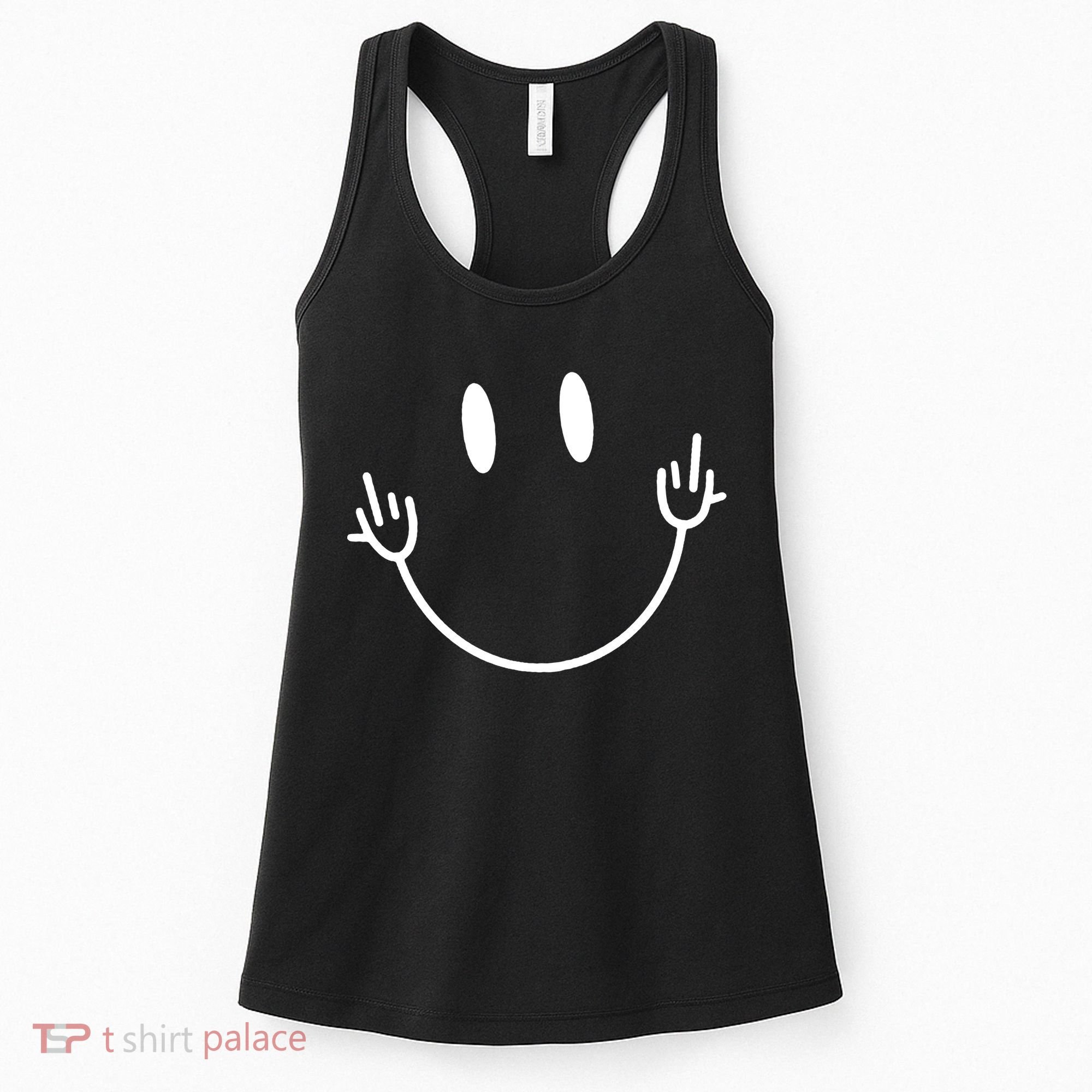 Funny Smiley Middle Finger Smile Face Women's Tank Top