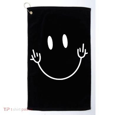 Funny Smiley Middle Finger Smile Face Golf Towel