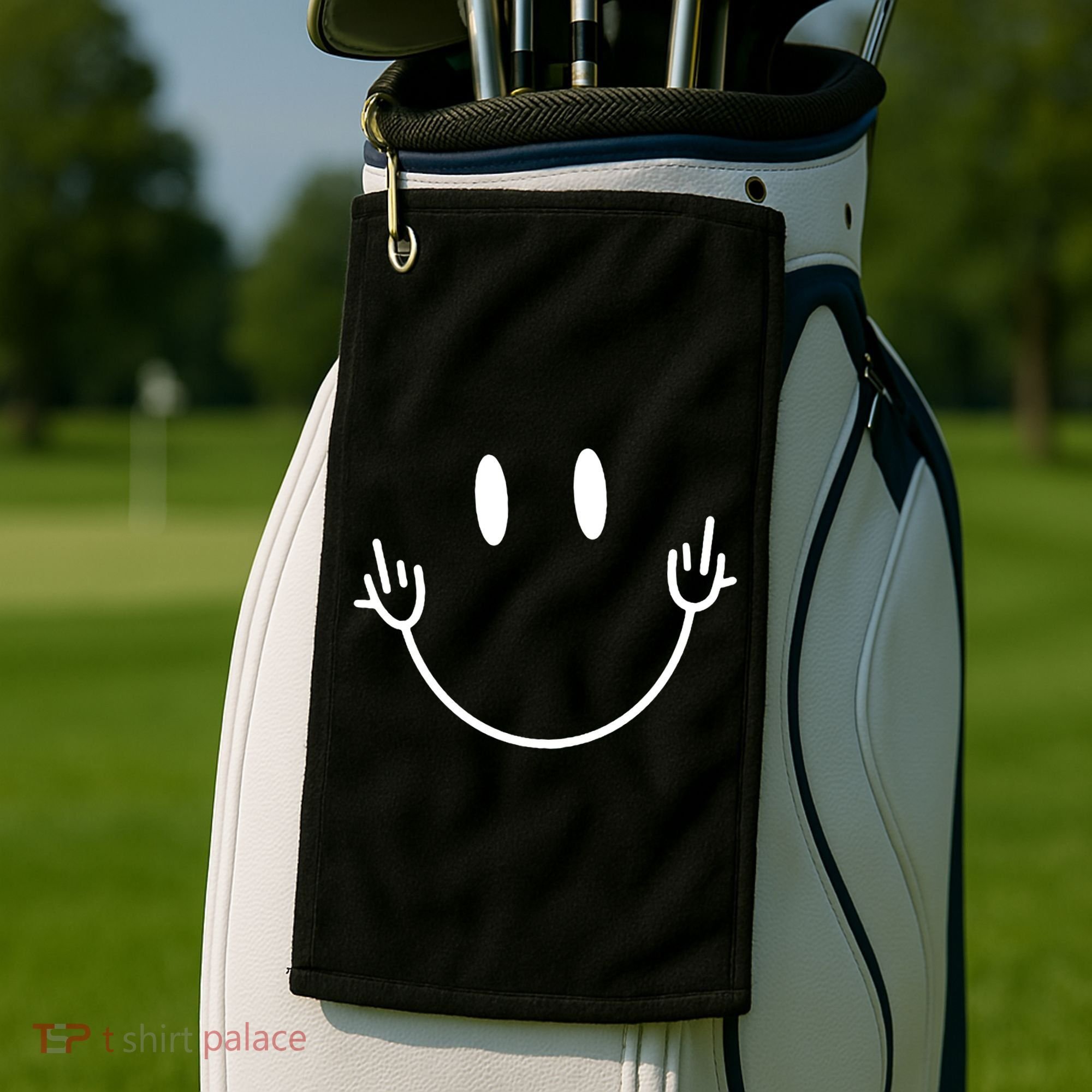 Funny Smiley Middle Finger Smile Face Golf Towel