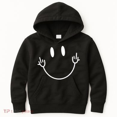 Funny Smiley Middle Finger Smile Face Kids Hoodie