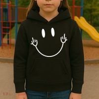 Funny Smiley Middle Finger Smile Face Kids Hoodie thumb 3