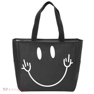 Funny Smiley Middle Finger Smile Face Bag