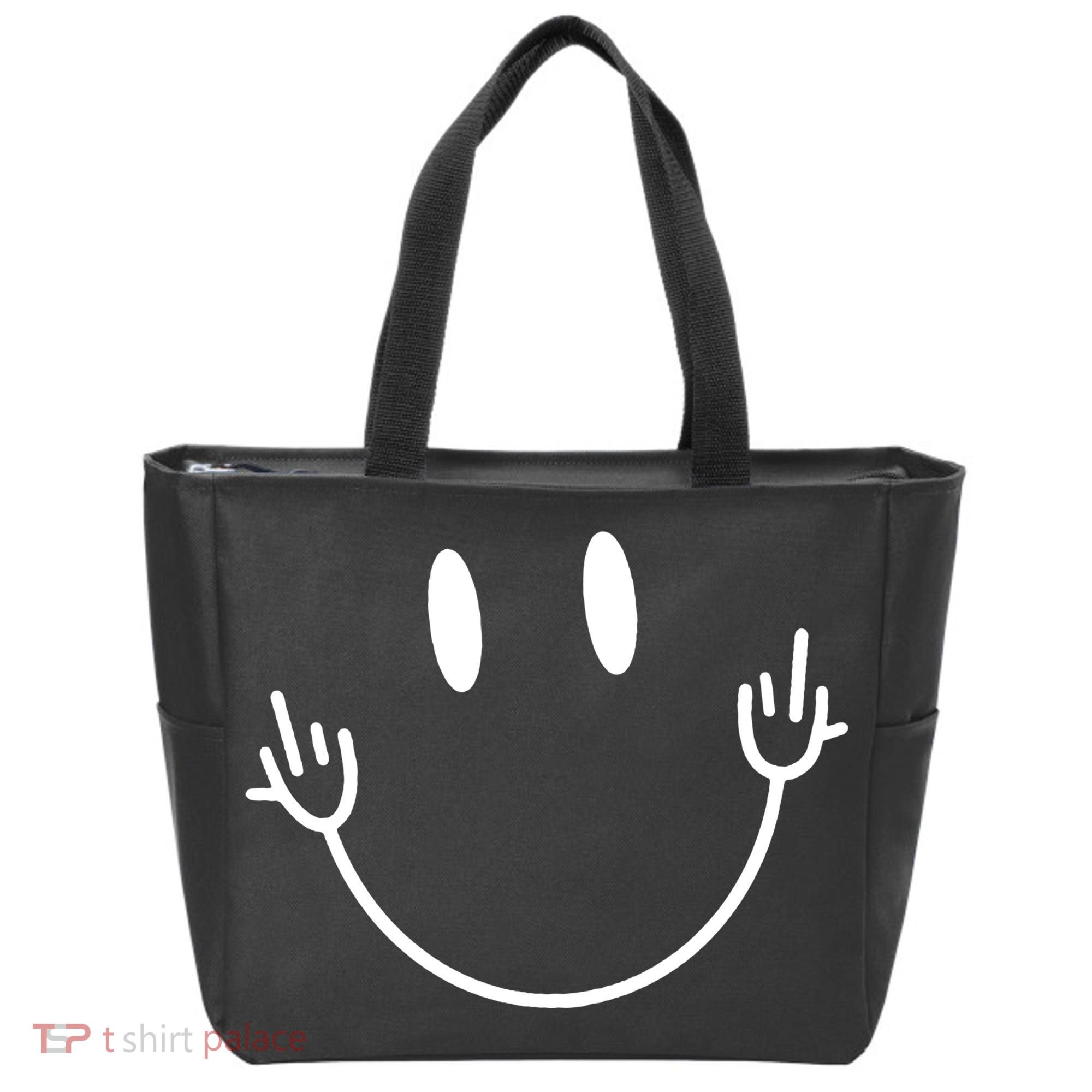 Funny Smiley Middle Finger Smile Face Tote Bag