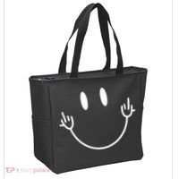 Funny Smiley Middle Finger Smile Face Tote Bag thumb 2