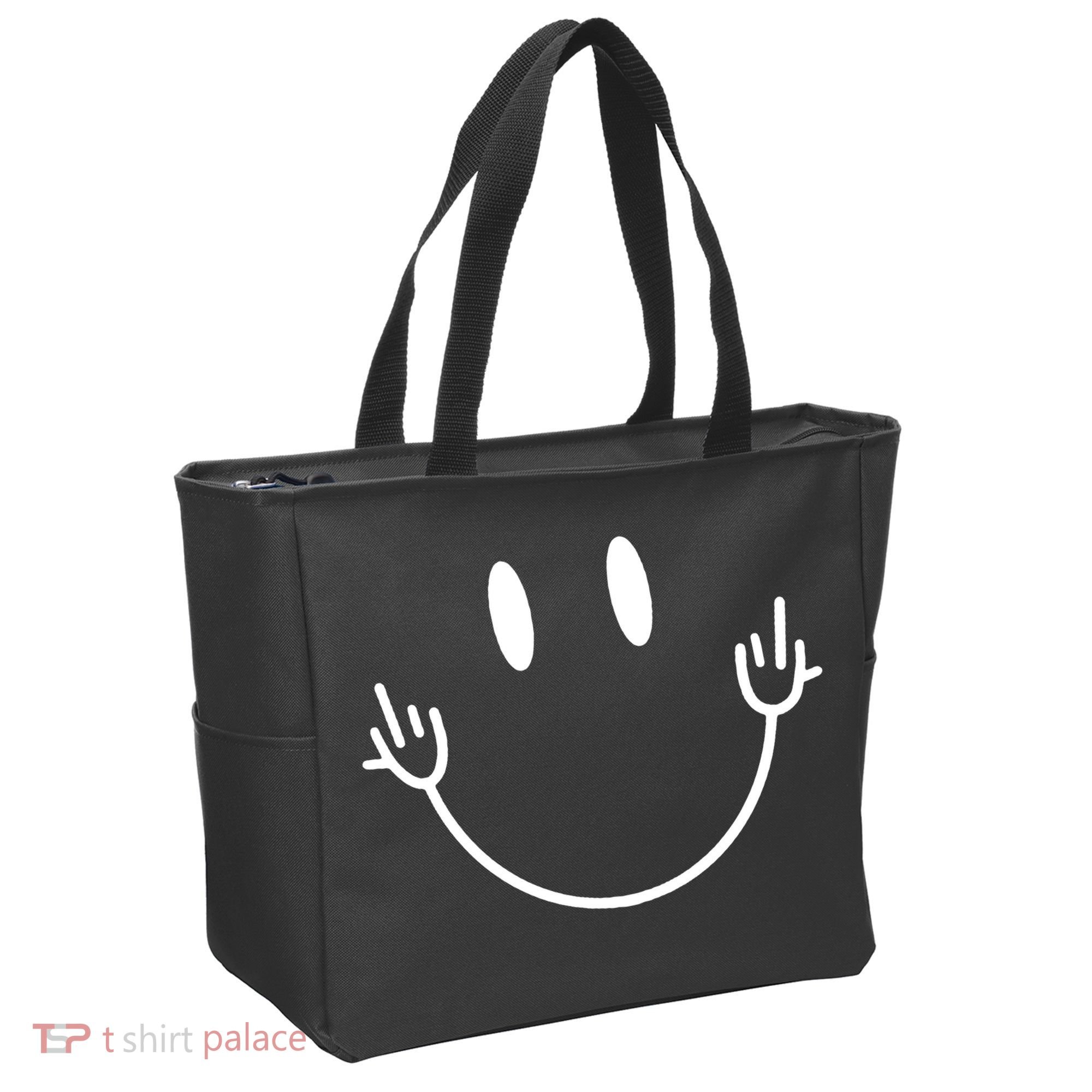 Funny Smiley Middle Finger Smile Face Tote Bag