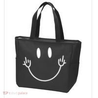 Funny Smiley Middle Finger Smile Face Tote Bag thumb 3