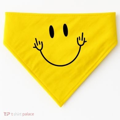 Funny Smiley Middle Finger Smile Face USA-Made Doggie Bandana