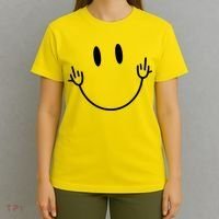 Funny Smiley Middle Finger Smile Face T-Shirt thumb 4