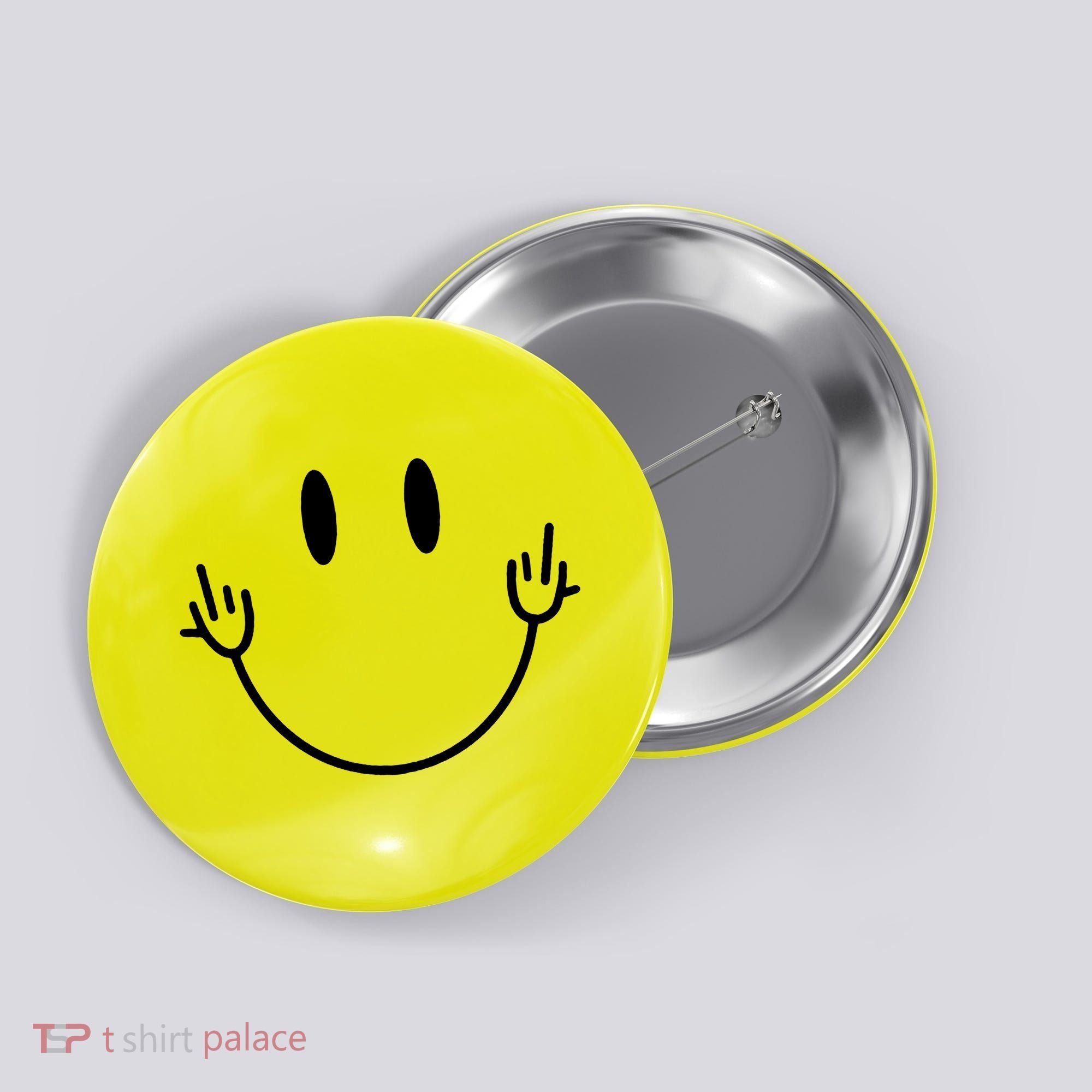 Funny Smiley Middle Finger Smile Face Button