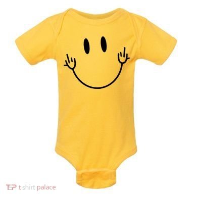 Funny Smiley Middle Finger Smile Face Baby Bodysuit