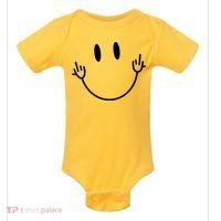 Funny Smiley Middle Finger Smile Face Baby Bodysuit thumb 0