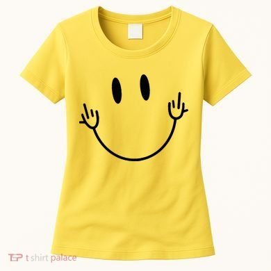 Funny Smiley Middle Finger Smile Face Women's T-Shirt