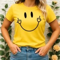 Funny Smiley Middle Finger Smile Face Women's T-Shirt thumb 2