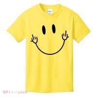 Funny Smiley Middle Finger Smile Face Kids T-Shirt thumb 0