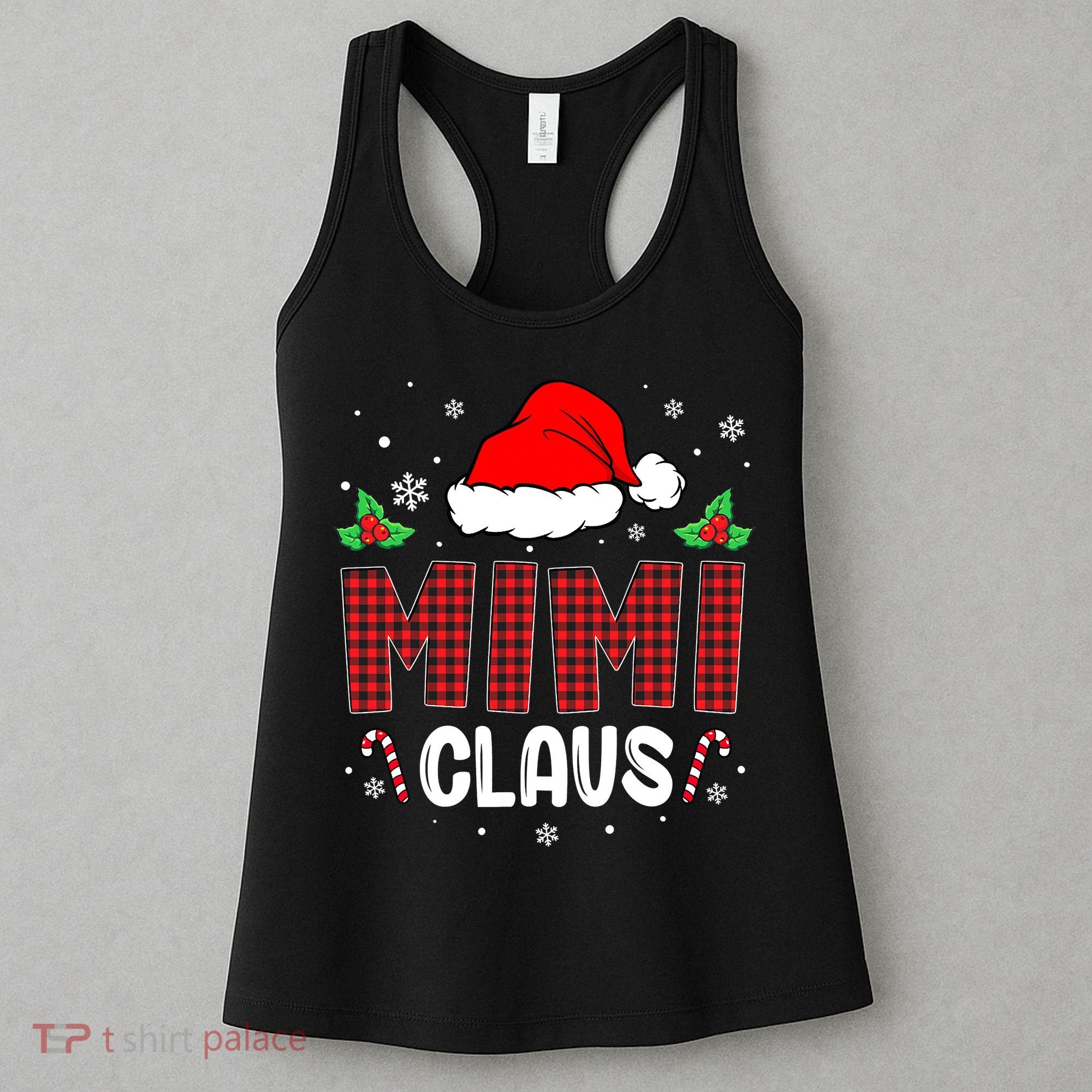Funny Santa Mimi Claus Christmas Matching Family Women's Tank Top