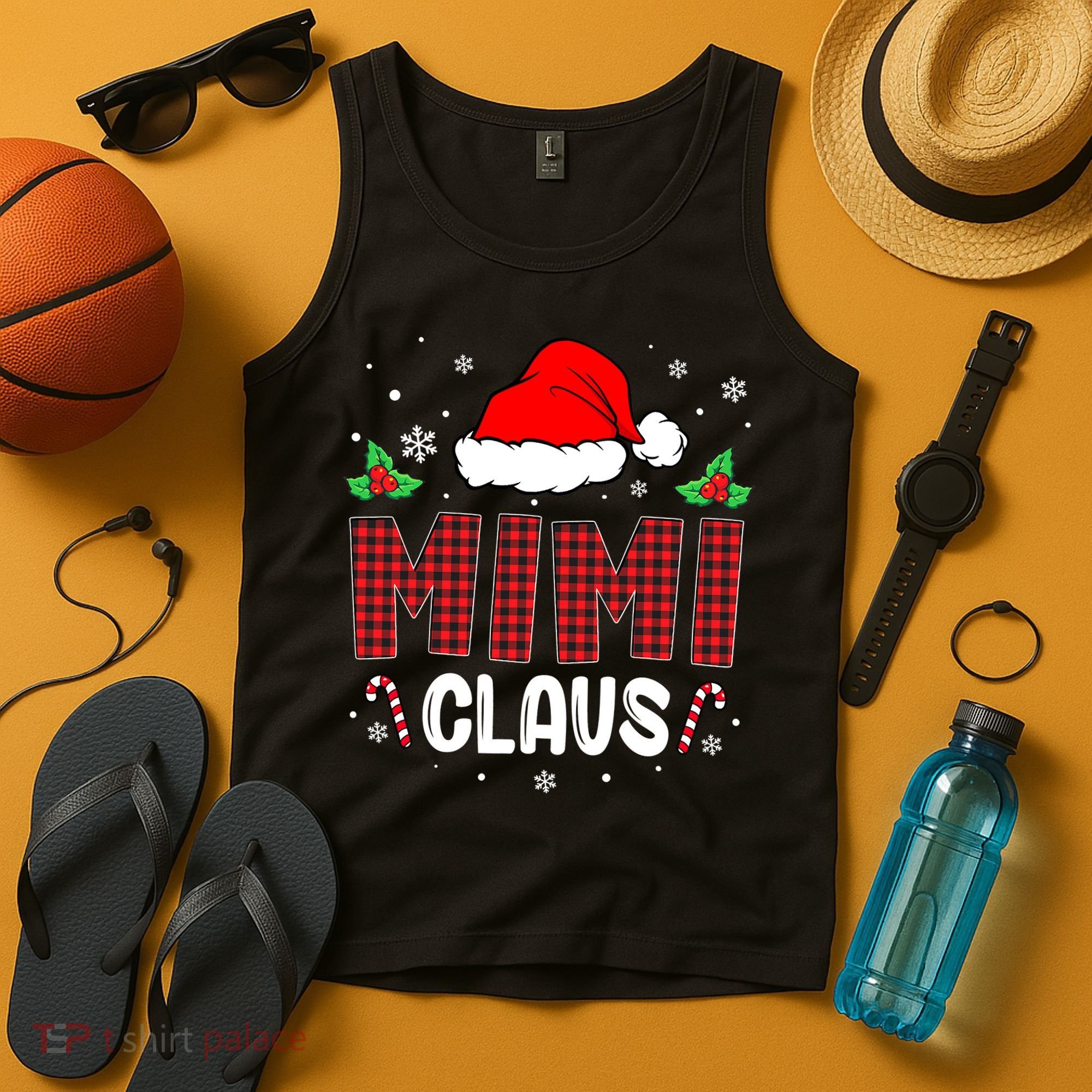 Funny Santa Mimi Claus Christmas Matching Family Tank Top