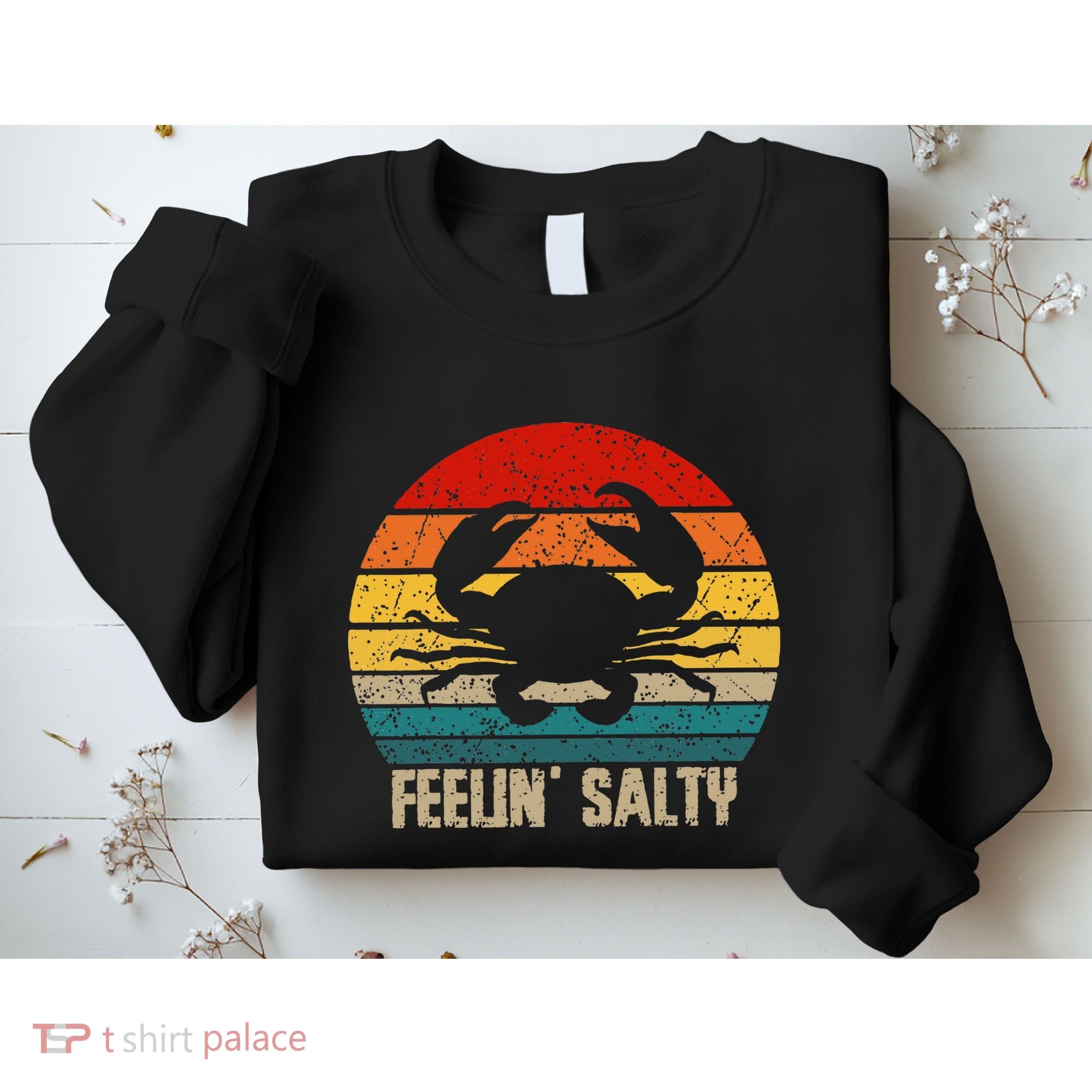 Feelin Salty Maryland Crab Sunset Graphic Sweatshirt