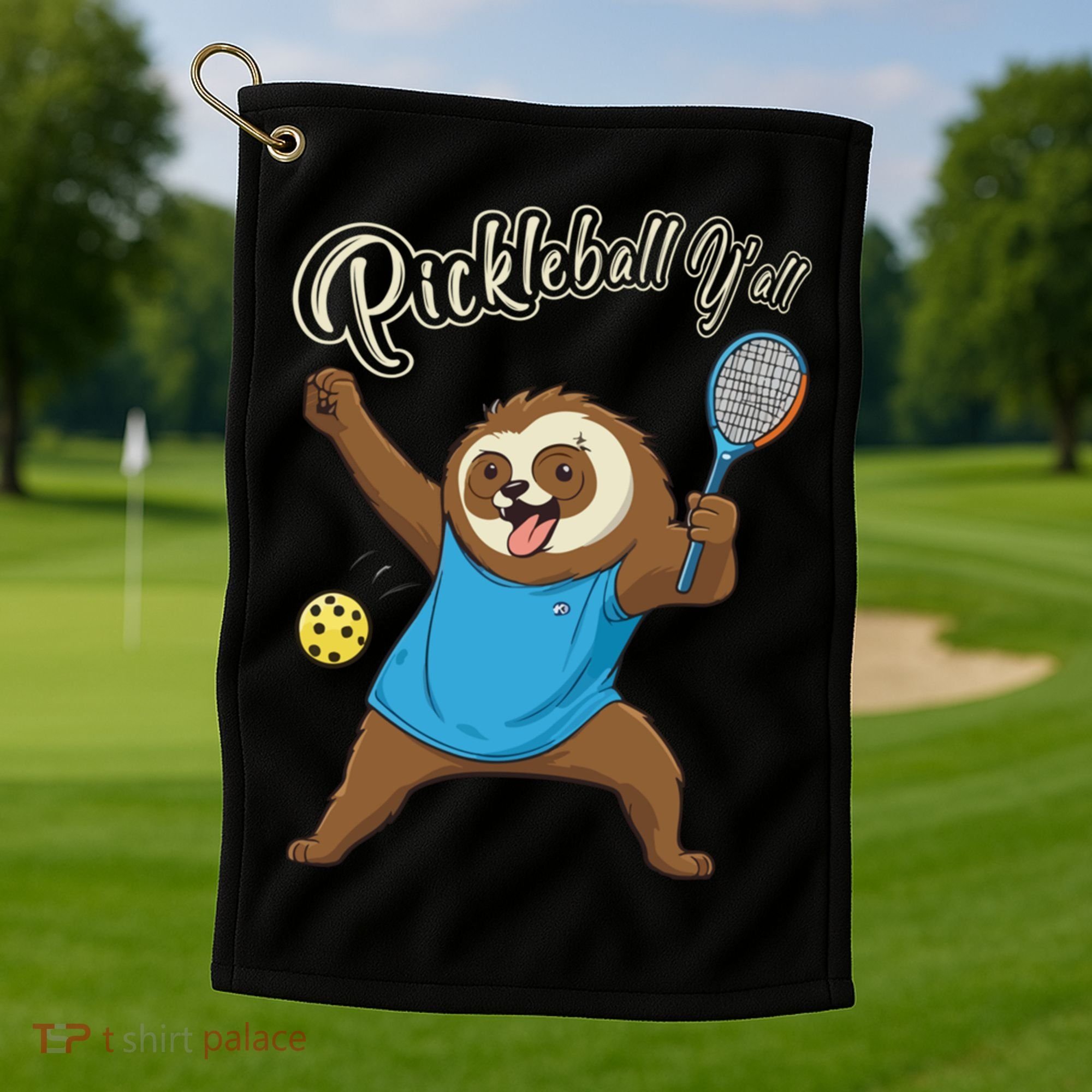 Funny Sloth Mode Pickleball Player Gift Golf Towel