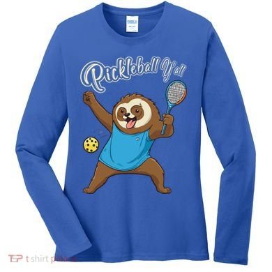 Funny Sloth Mode Pickleball Player Gift Women's Long Sleeve Shirt