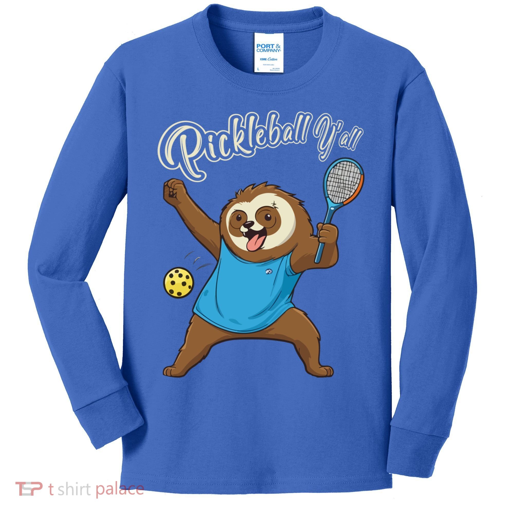 Funny Sloth Mode Pickleball Player Gift Kids Long Sleeve Shirt