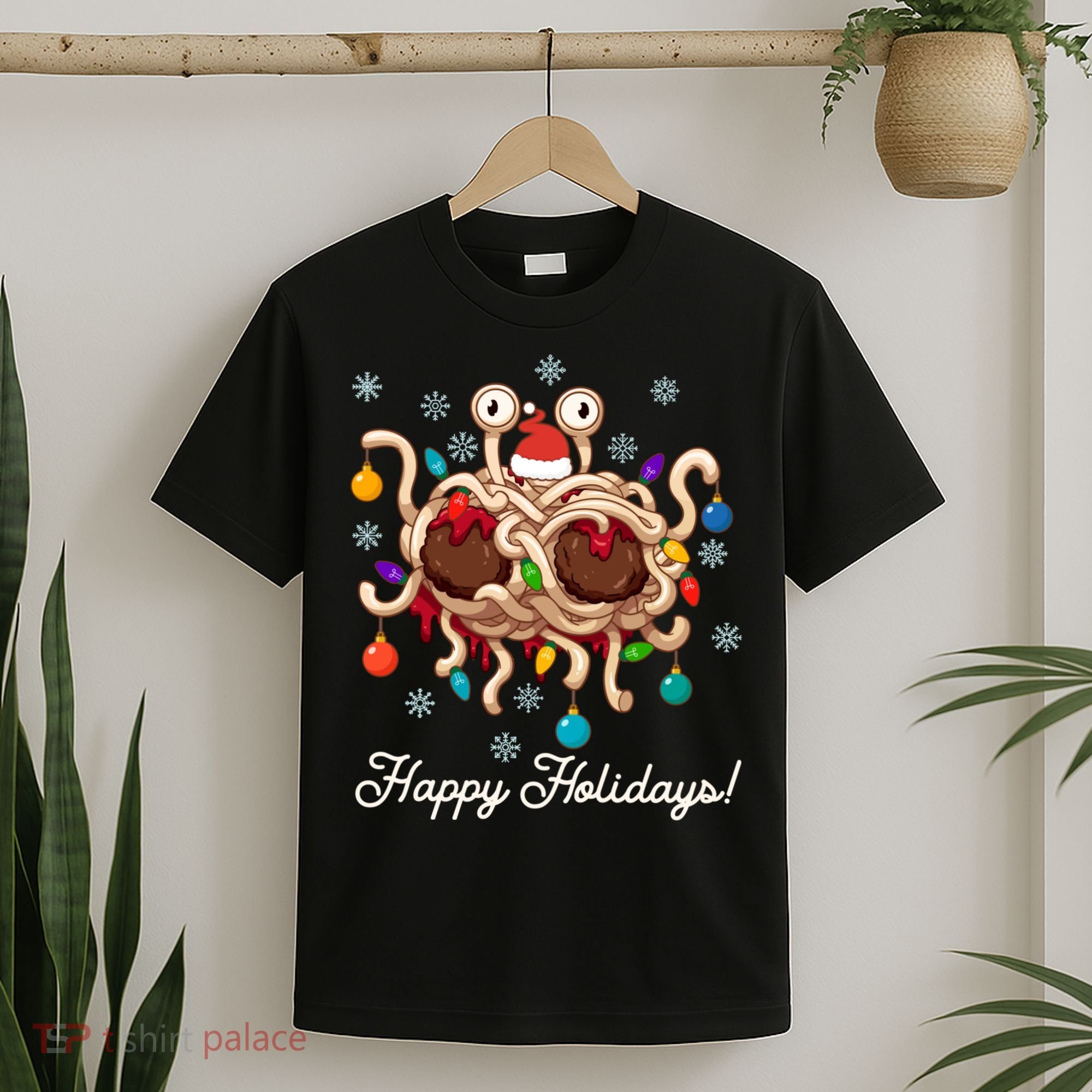 Flying Spaghetti Monster Fsm Christmas Happy Holidays T-Shirt