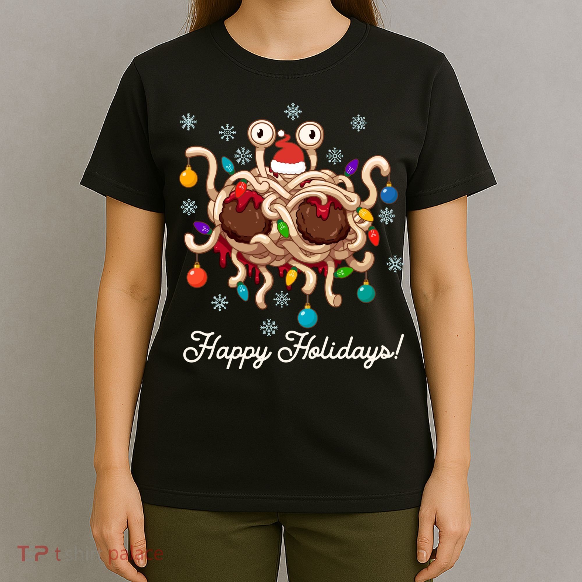 Flying Spaghetti Monster Fsm Christmas Happy Holidays T-Shirt