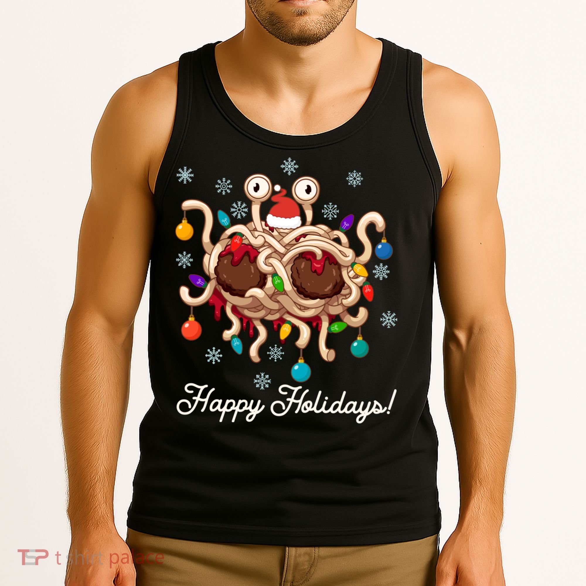 Flying Spaghetti Monster Fsm Christmas Happy Holidays Tank Top