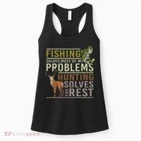 Fishing Solves Most Of My Problems Hunting Women's Tank Top thumb 0