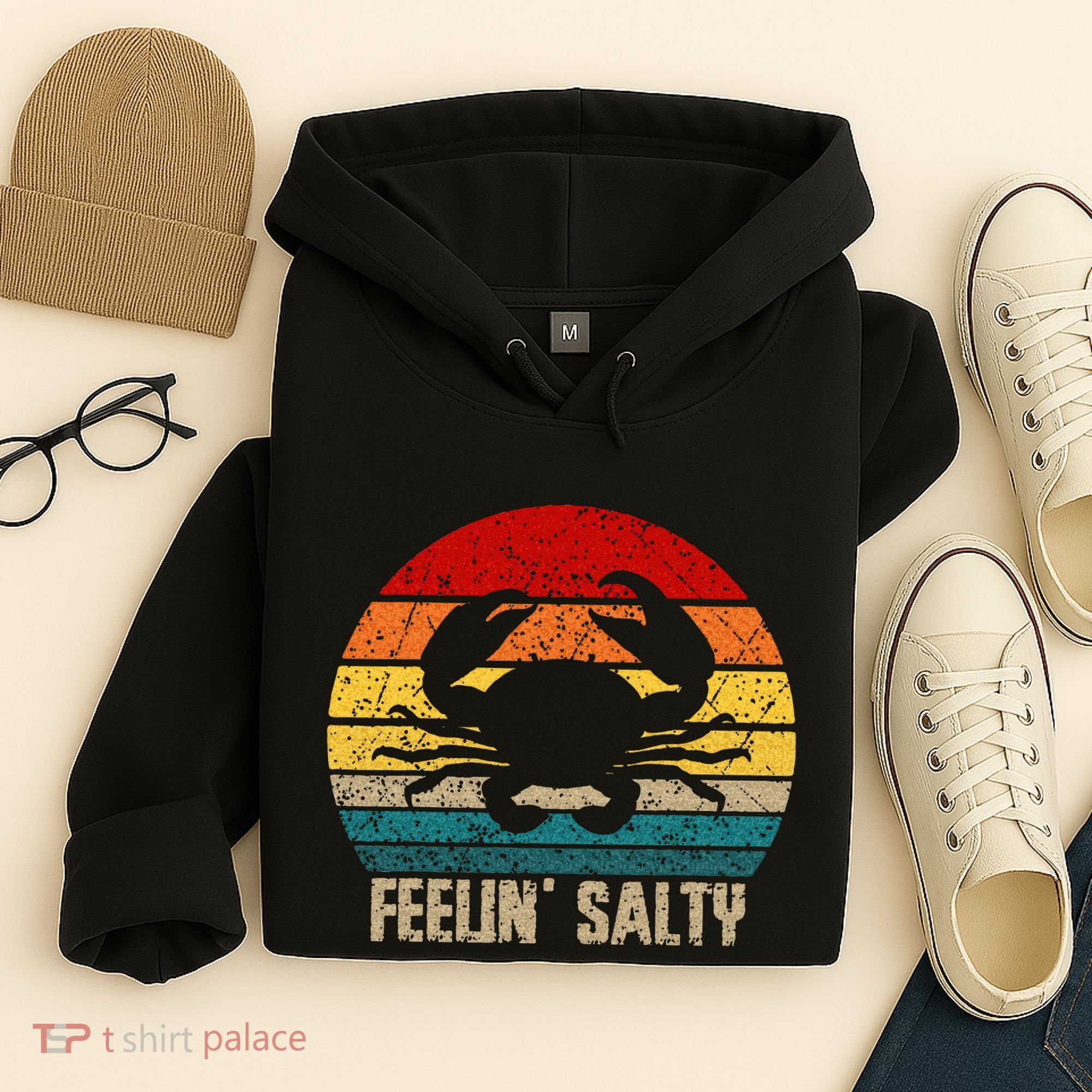 Feelin Salty Maryland Crab Sunset Graphic Hoodie
