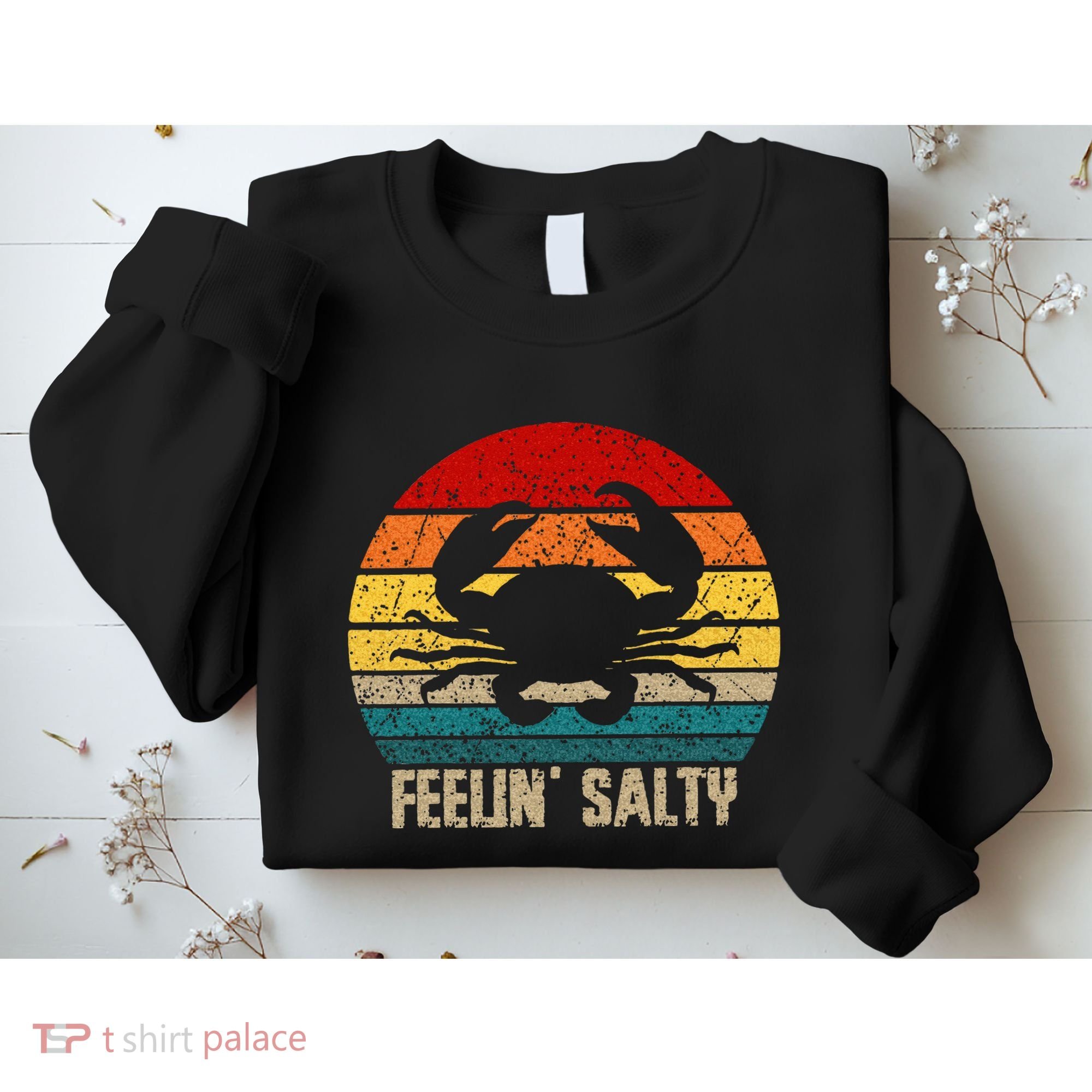 Feelin Salty Maryland Crab Sunset Graphic Sweatshirt