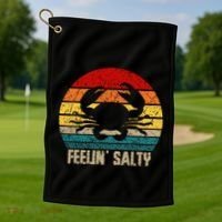 Feelin Salty Maryland Crab Sunset Graphic Golf Towel thumb 1