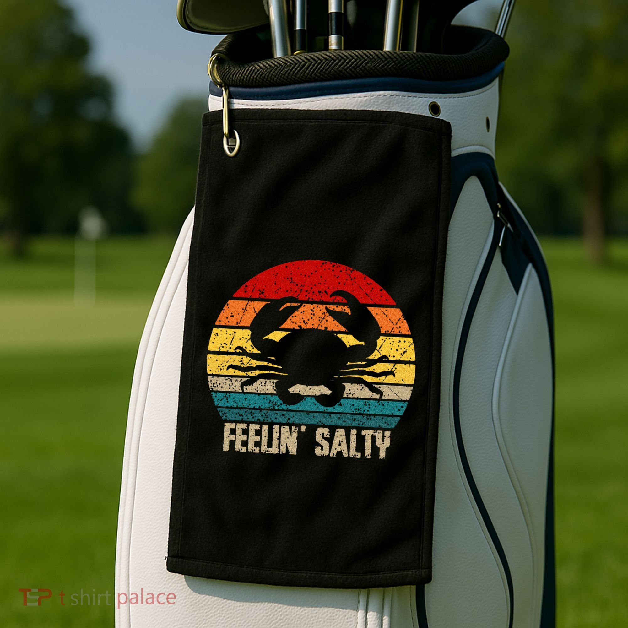 Feelin Salty Maryland Crab Sunset Graphic Golf Towel