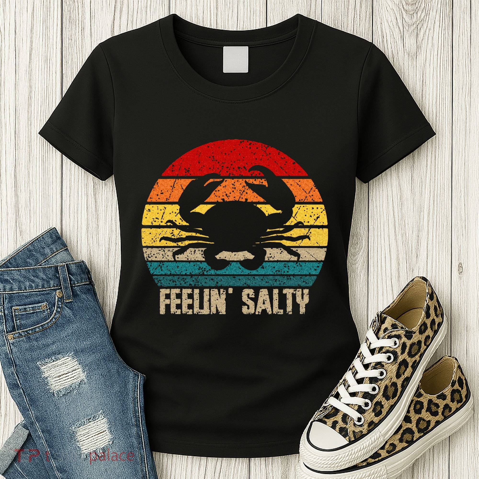 Feelin Salty Maryland Crab Sunset Graphic Women's T-Shirt
