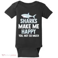 Funny Sharks Make Me Happy Baby Bodysuit thumb 0