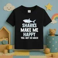 Funny Sharks Make Me Happy Toddler T-Shirt thumb 3