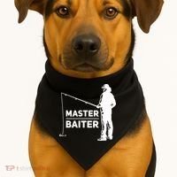 Funny Saying Master Baiter Fishing Fishermen USA-Made Doggie Bandana thumb 1