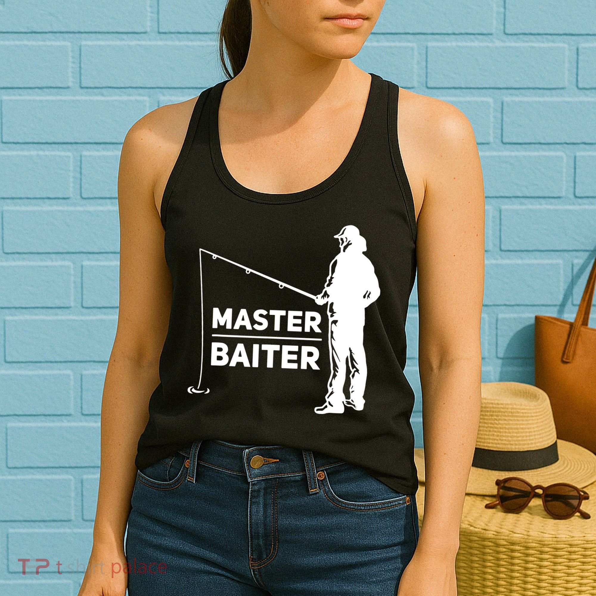 Funny Saying Master Baiter Fishing Fishermen Women's Tank Top