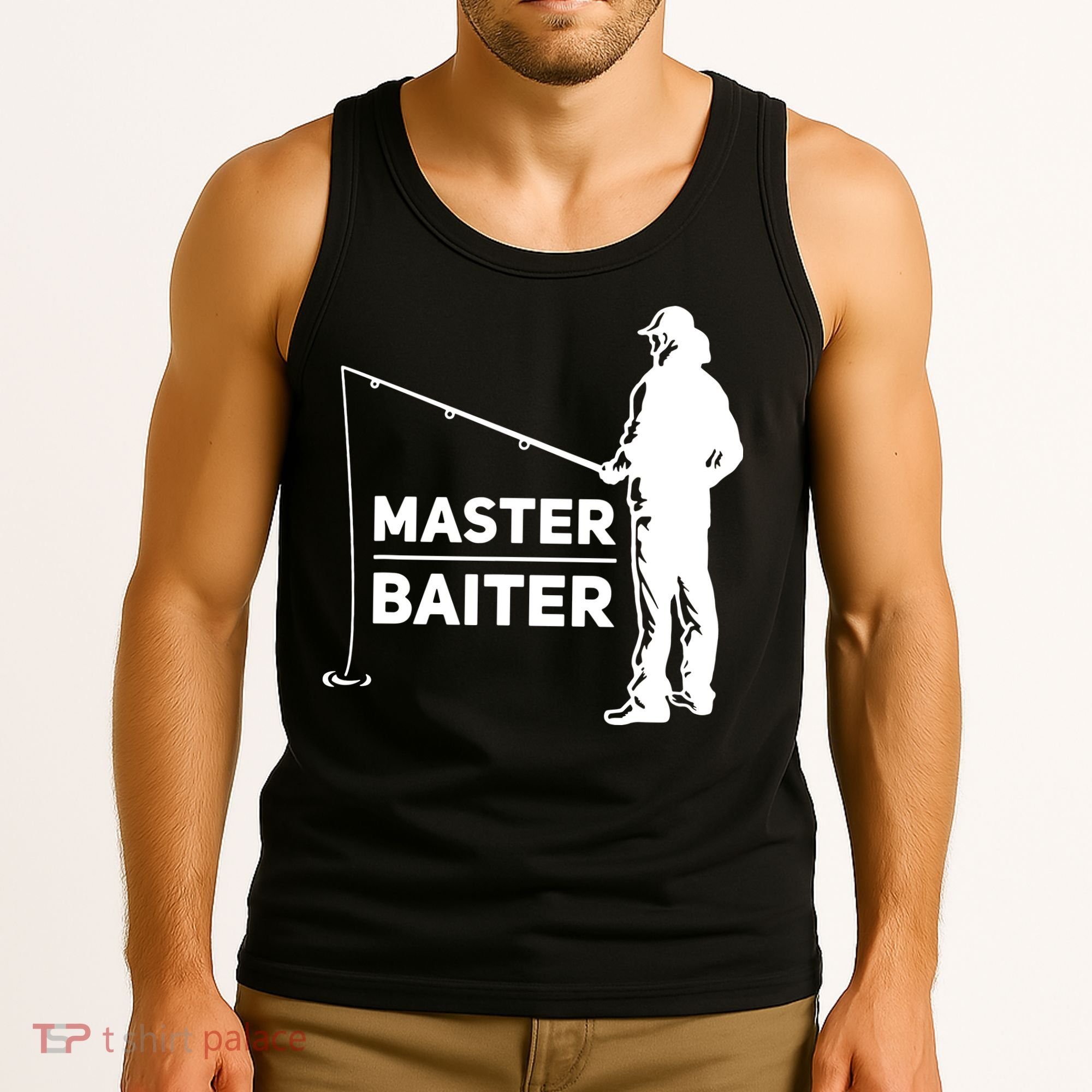 Funny Saying Master Baiter Fishing Fishermen Tank Top