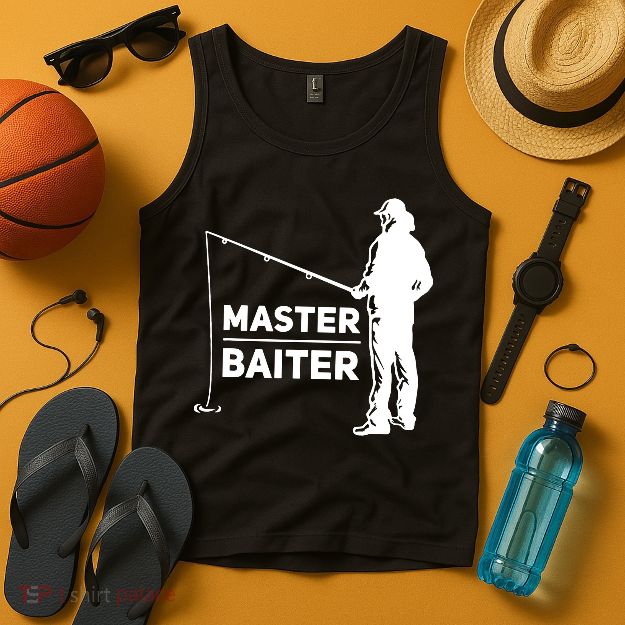 Funny Saying Master Baiter Fishing Fishermen Tank Top