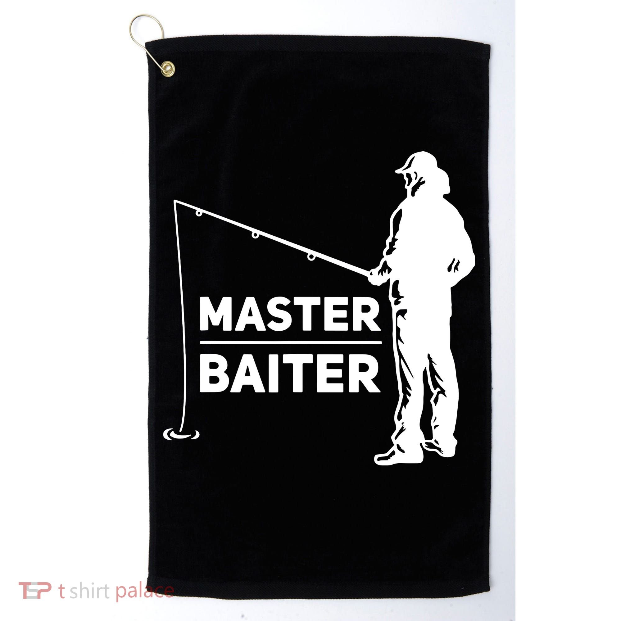Funny Saying Master Baiter Fishing Fishermen Golf Towel