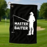 Funny Saying Master Baiter Fishing Fishermen Golf Towel thumb 1