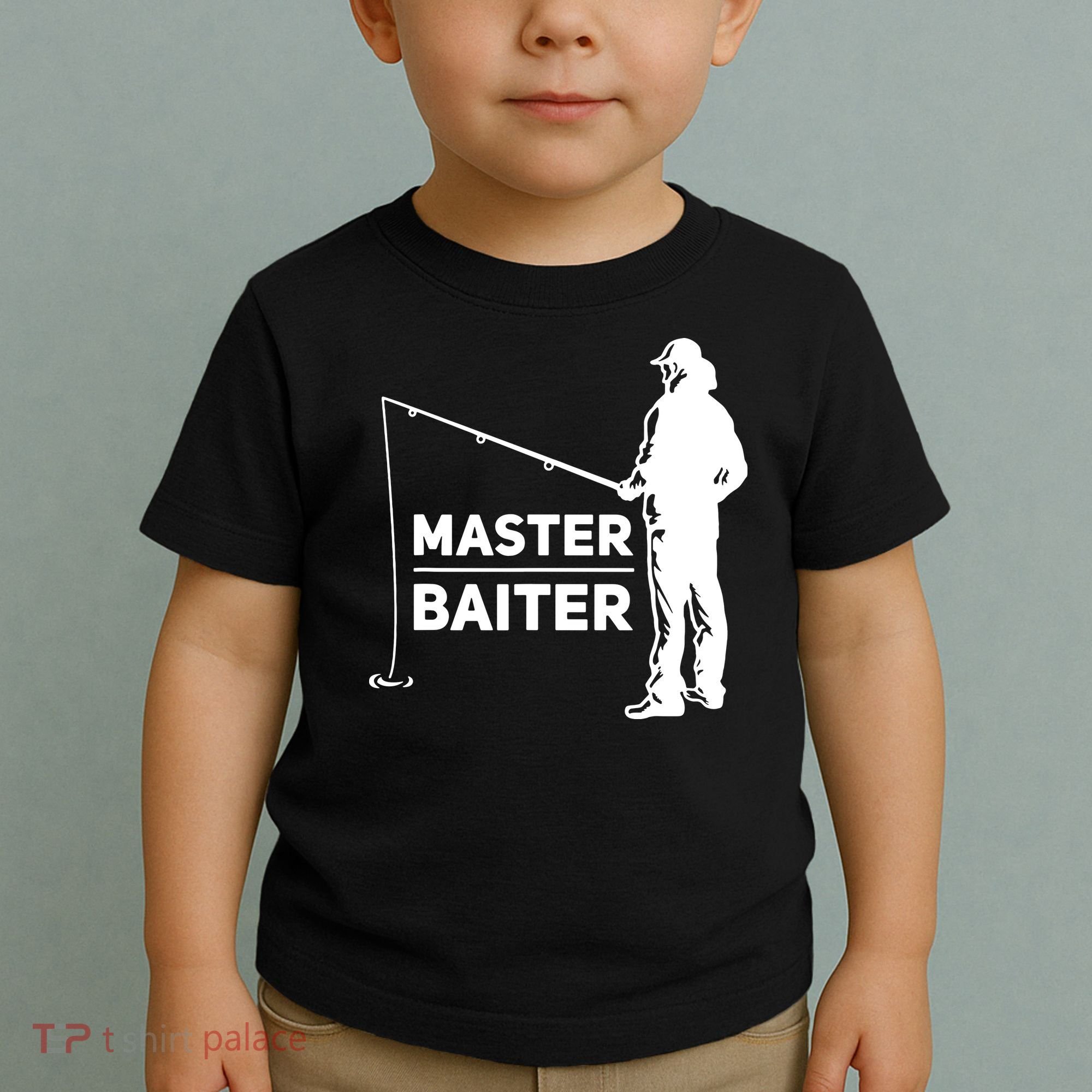 Funny Saying Master Baiter Fishing Fishermen Toddler T-Shirt