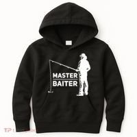Funny Saying Master Baiter Fishing Fishermen Kids Hoodie thumb 0