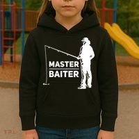 Funny Saying Master Baiter Fishing Fishermen Kids Hoodie thumb 3
