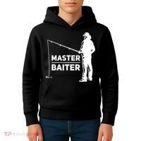 Funny Saying Master Baiter Fishing Fishermen Kids Hoodie thumb 4