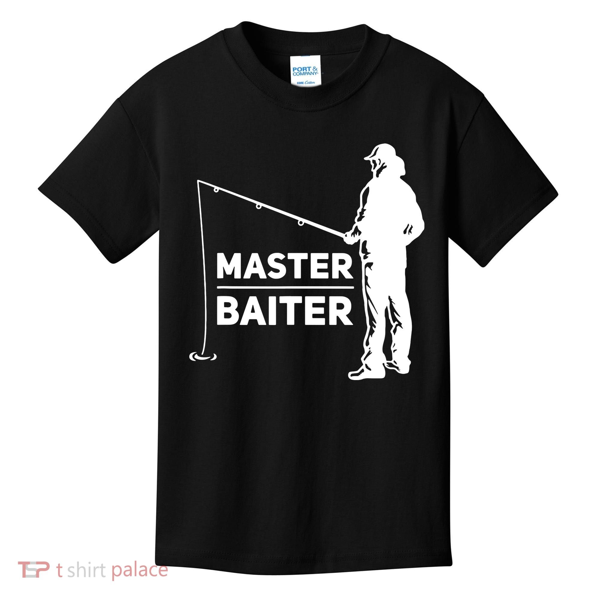 Funny Saying Master Baiter Fishing Fishermen Kids T-Shirt